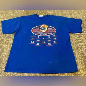 Kansas Jayhawks 2003 Final Four T Shirt‎ Size XXL color Blue one flaw